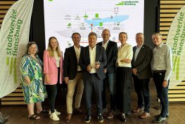 7 Personen der Stadt Flensburg beim Empfang des Vizekanzlers.