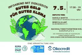 Poster der Veranstaltung Gutes Geld für gutes Klima zum Thema Klimagerechtigkeit Klimabonus Flensburg