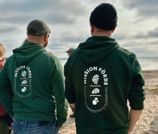 Teilnehmer der Seegrasaktion in der Flensburger Förde.